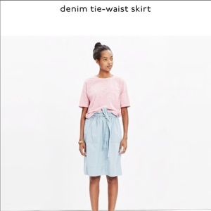 Madewell denim tie waist skirt.